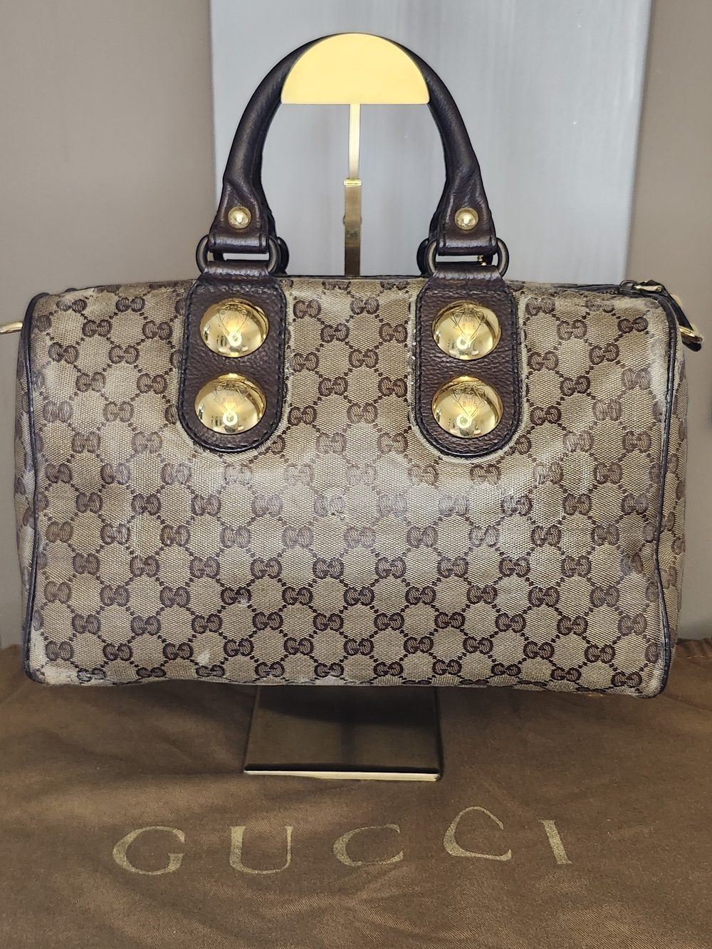 Gucci GG Crystal Babouska Hysteria Boston Bag featuring heart-shaped charm - Picture 2 of 16